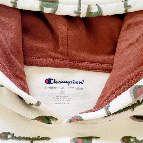 Champion Hoodie Youth Extra Large Logo All Over Print XL Sweatshirt NWOT - Picture 6 of 7